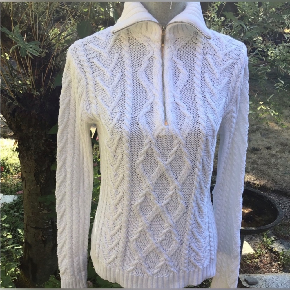 Ralph Lauren Sweater 14 zip cable knit sweater